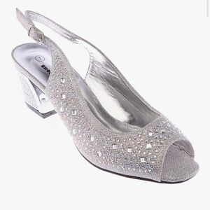 Shoe picker silver heels peep toe size 9